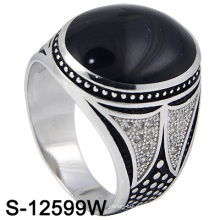 925 Sterling Silber Mirco Einstellung Herren Ring mit Achat (S-12599W)